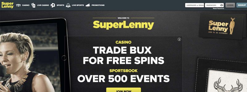 Super Lenny Casino Homepage