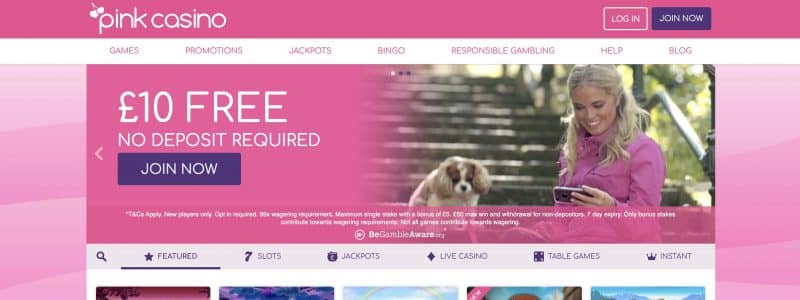 Pink Casino Homepage