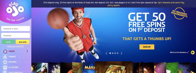 Play OJO Casino Homepage
