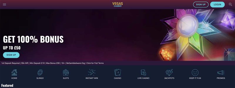 Vegas Casino UK Homepage