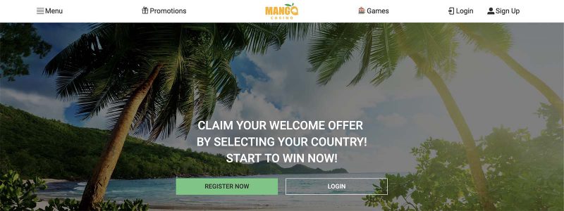 Mango Casino Homepage