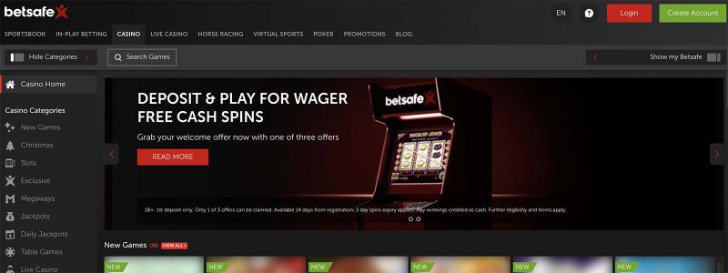 Betsafe Casino Homepage