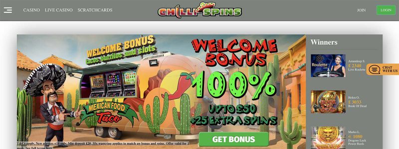 Chilli Spins Homepage