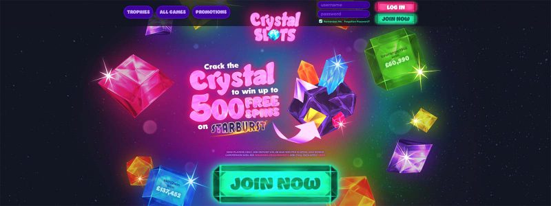 Crystal Slots Homepage