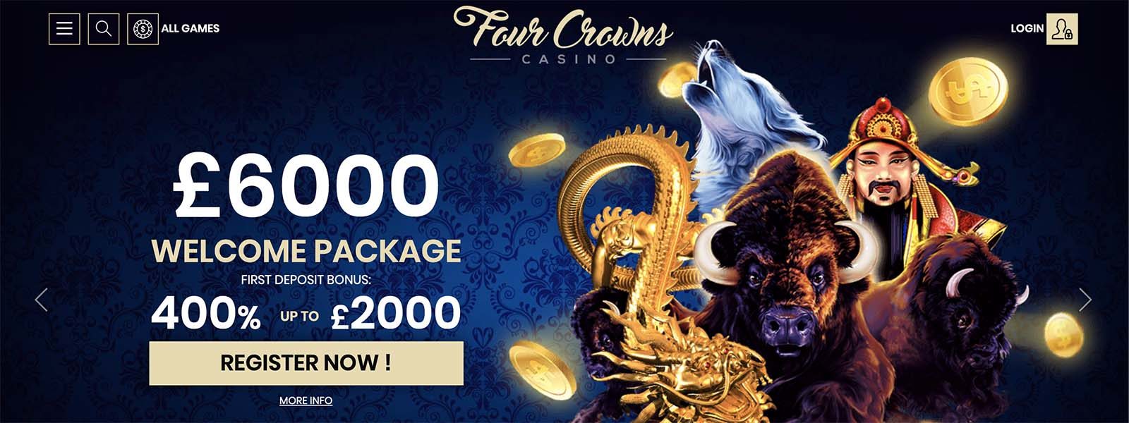 4 Crowns Casino Up To £6,000 Bonus