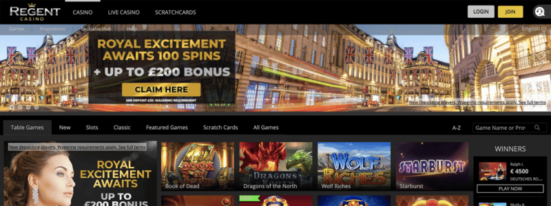 Regent Casino Homepage