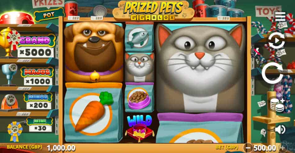 Prized Pets Gigablox Slot Reels