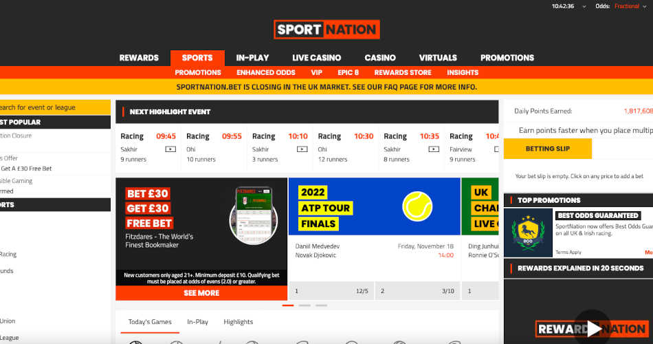 SportNation UK Withdrawal